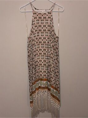 Boho Fringe Skylar & Jade Maxi Dress in Ivory and Rust